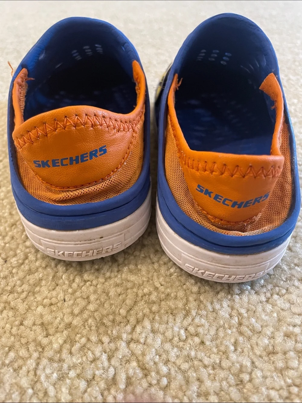 Skechers Kids Blue Slip-On water shoes with Orange Trim